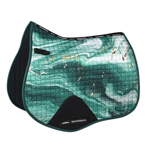 Weatherbeeta Prime Marble Shimmer All Purpose Saddle Pad - Green/Gold Swirl Marble