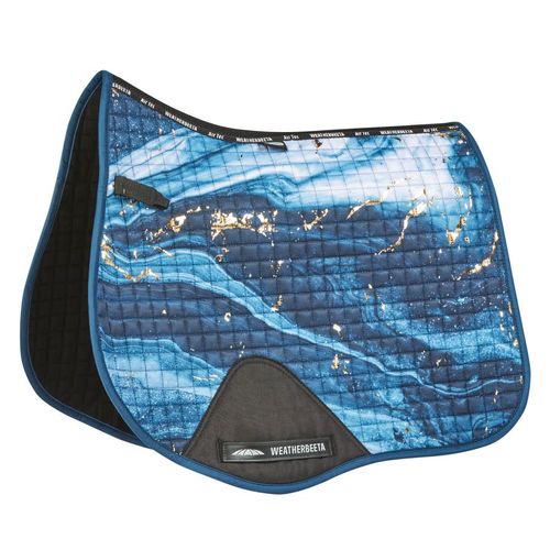 Weatherbeeta Prime Marble Shimmer All Purpose Saddle Pad - Navy/Gold Swirl Marble