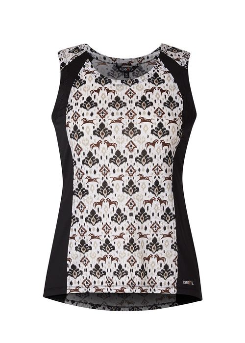 Kerrits Women's Always Cool Ice Fil Tank - Tan Painted Horse/Black