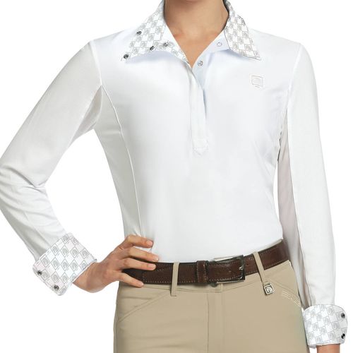 Romfh Women's Classic Long Sleeve Show Shirt - White/Light Grey Logo