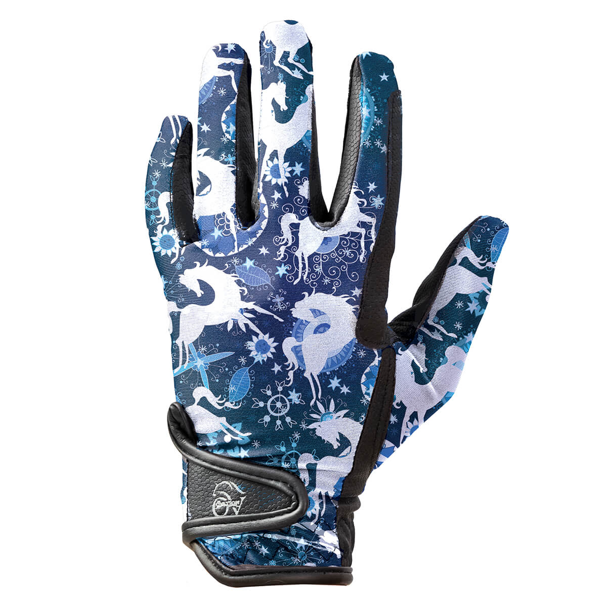 Ovation Cool Rider Gloves Blue Whimsical Horses Ovation470994