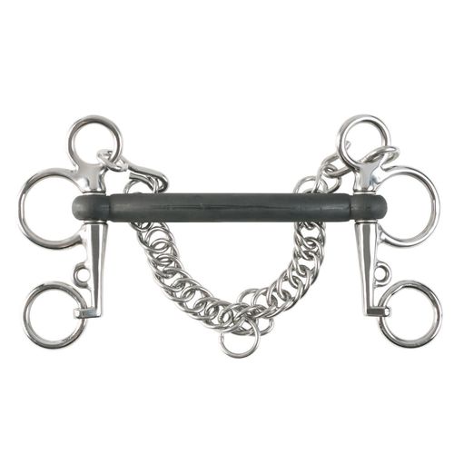 Horze Rubber Mullen Mouth 101mm Pelham Bit - Black