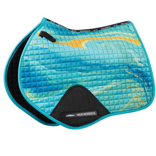 Weatherbeeta Prime Marble Jump Shaped Saddle Pad - Blue/Orange Swirl