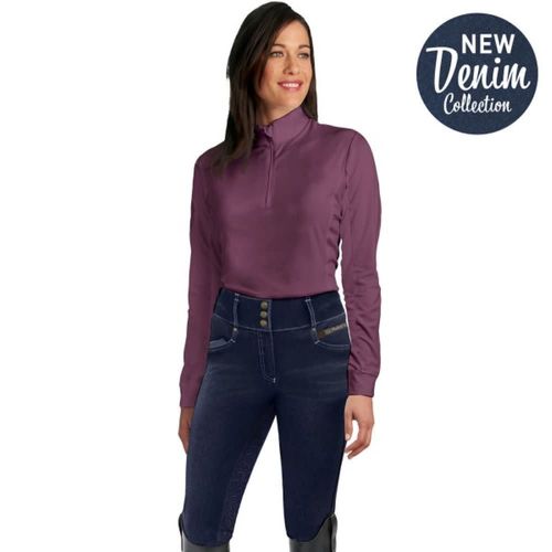 OPEN BOX: Romfh Women's Claudia Denim 3 Button Full Grip Breeches - 40 Regular - Dark Rinse Denim
