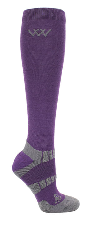 Woof Wear Winter Riding Sock 2 Pairs - Damson/Grey