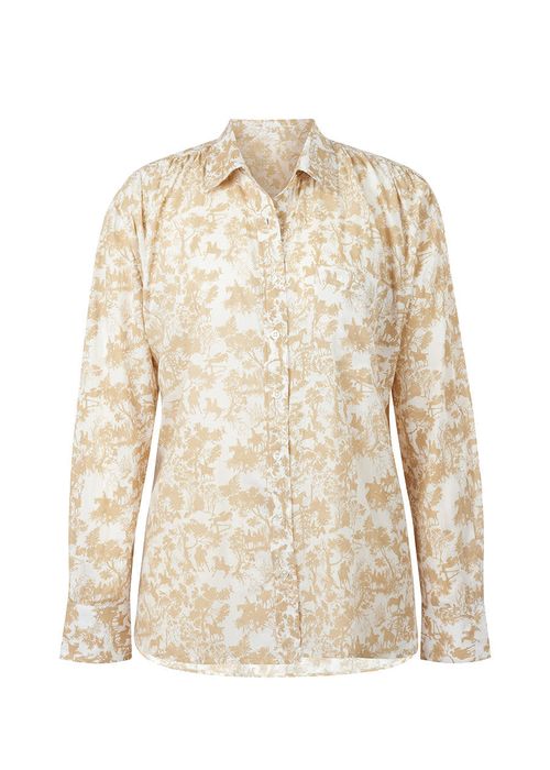 EQL Women's Soft Touch Print Button Up Shirt - Latte Countryside