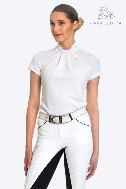 OPEN BOX: Cavalliera Women's Festive Short Sleeve Show Shirt - X Large - White