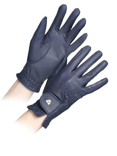 BARGAIN BARN: Shires Aubrion Kids' Leather Riding Gloves - Medium - Navy