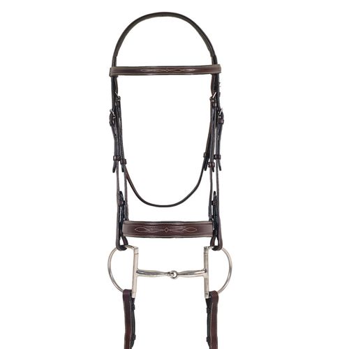 BARGAIN BARN: Ovation Elite Fancy Stitched Wide Noseband Comfort Crown Bridle - Horse - Dark Brown