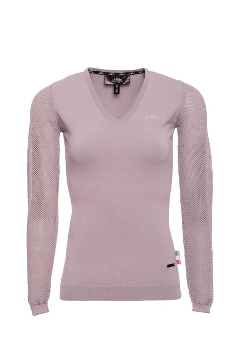 READY TO SHIP: Alessandro Albanese Women's Sweater w/Perforated Sleeves - Medium - Antique Plum