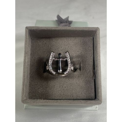 Excellent: Kelly Herd Sterling Silver Horseshoe w/ Cross Ring - 12 1/2 - Silver