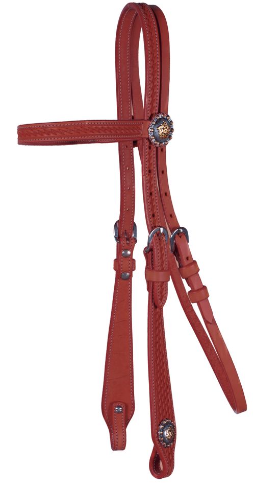 Western Rawhide Country Legend Basket Browband Headstall - Chestnut