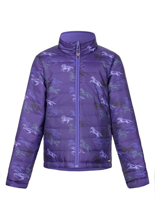 Kerrits Kids' Pony Tracks Reversible Quilted Jacket - Huckleberry Run Free/Iris