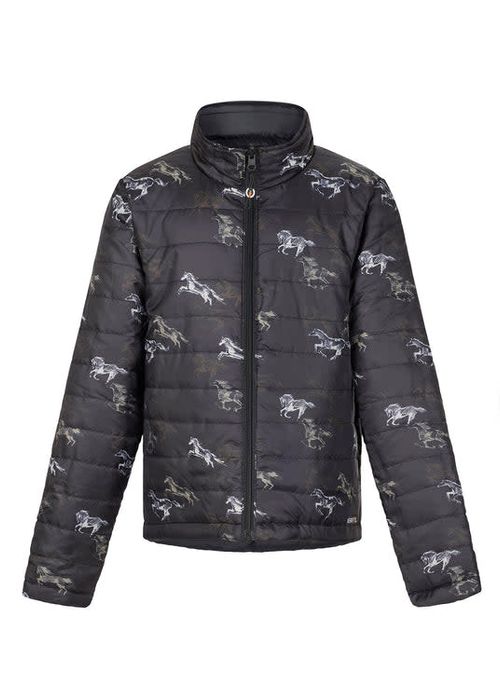 Kerrits Kids' Pony Tracks Reversible Quilted Jacket - Black Run Free/Black