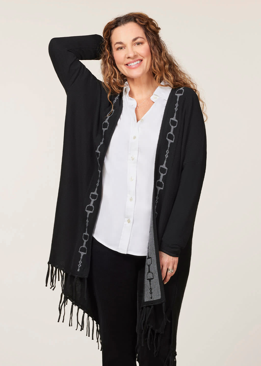 EQL Women s Bits Fringe Cardigan Black Sterling EQL