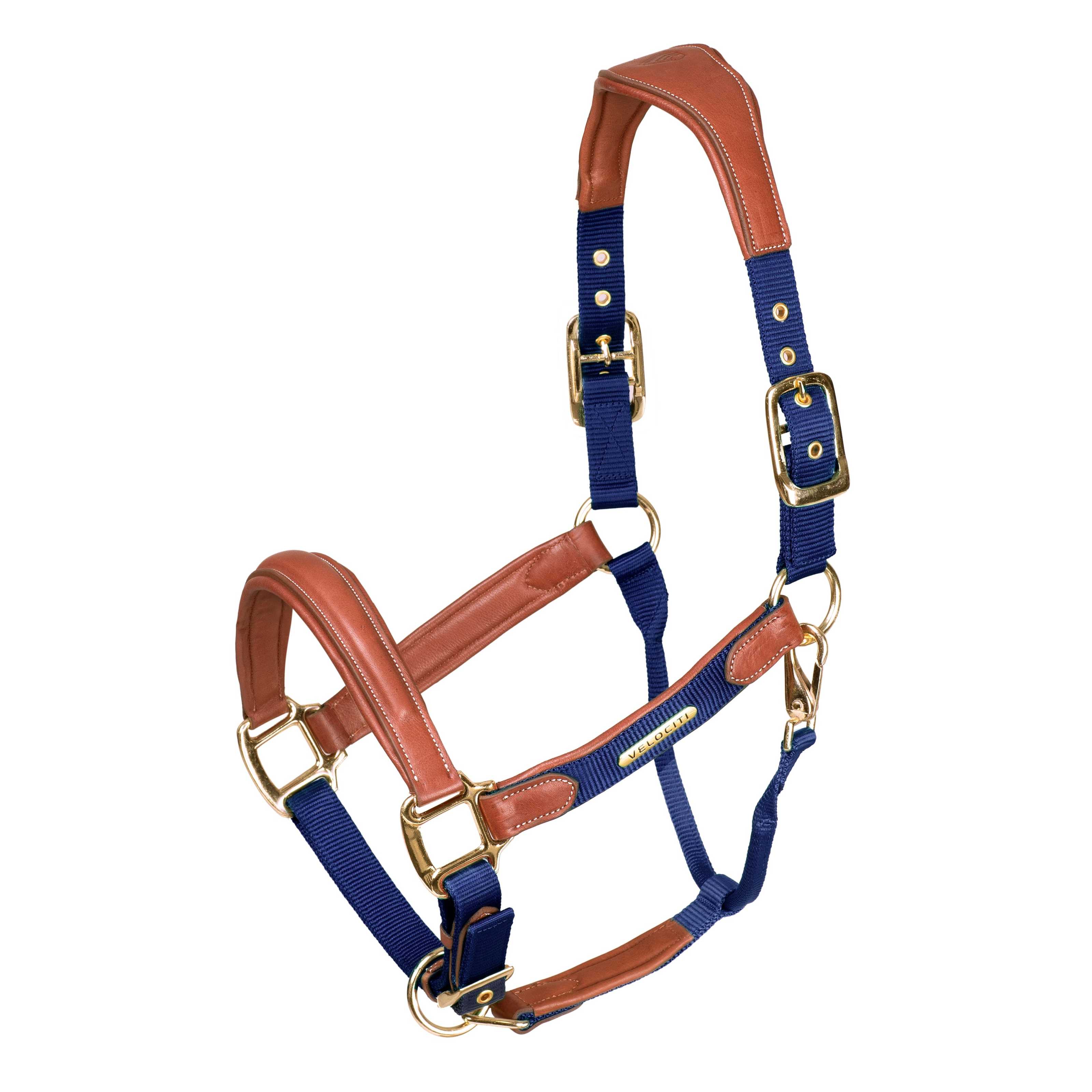 Shires Velociti Lusso Leather Breakaway Padded Halter - Navy - Velociti ...