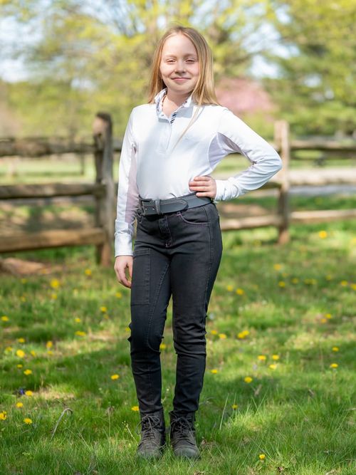 FITS Kids' Denim Knee Patch Tread Breeches - Onyx/Lavender