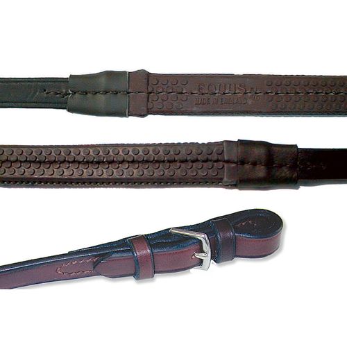 OVERSTOCK: Nunn Finer Buckle End Fine Pimple Rubber Reins - 3/4in x 48in - Black/Zinc