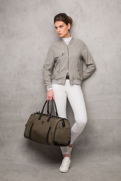 READY TO SHIP: Alessandro Albanese Women's Luxury Silk Blouson Jacket - Large - Taupe