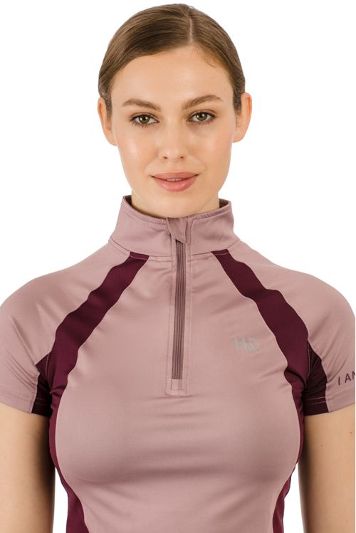 READY TO SHIP: Horseware Women's Aveen Half Zip Short Sleeve Tech Top - XX Small - Elderberry