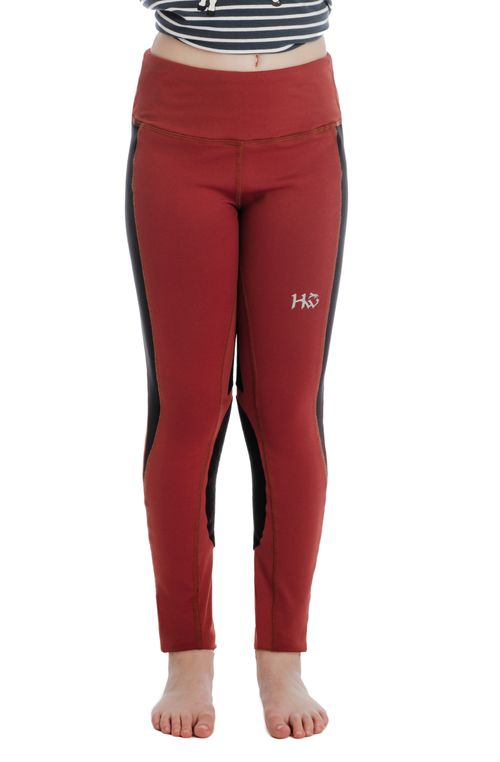 READY TO SHIP: Horseware Kids' Knee Patch Riding Tights - 7-8 years - Redwood