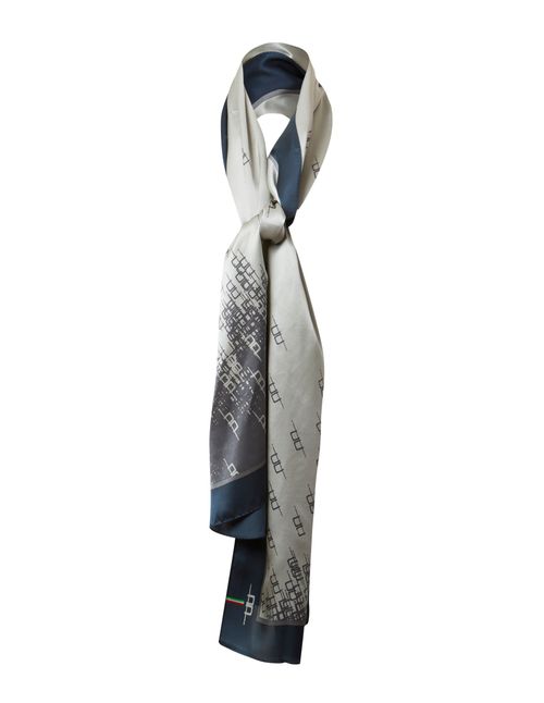 READY TO SHIP: Alessandro Albanese Silk Scarf - One Size - Navy/Grey