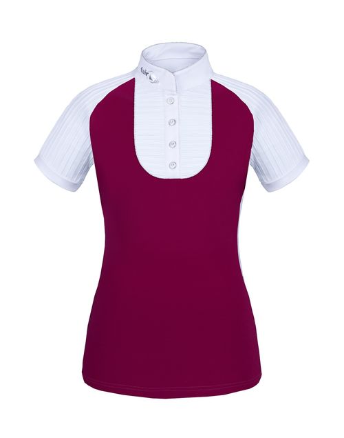 READY TO SHIP: Fair Play Women's Justine Short Sleeve Compeition Shirt - EU 34/US 4 - Burgundy/White