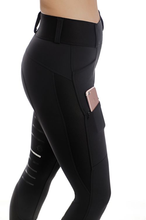 READY TO SHIP: Horseware Women's Hybrid Aqua Pull-Up Knee Patch Breeches - 32 - Black