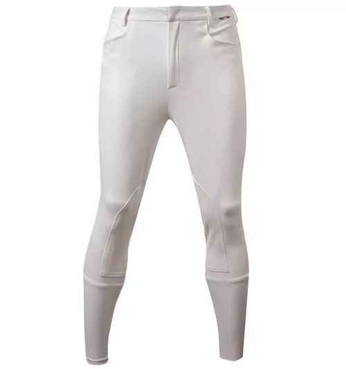 READY TO SHIP: Alessandro Albanese Men's Sidney Knee Patch Breeches - 52 - White
