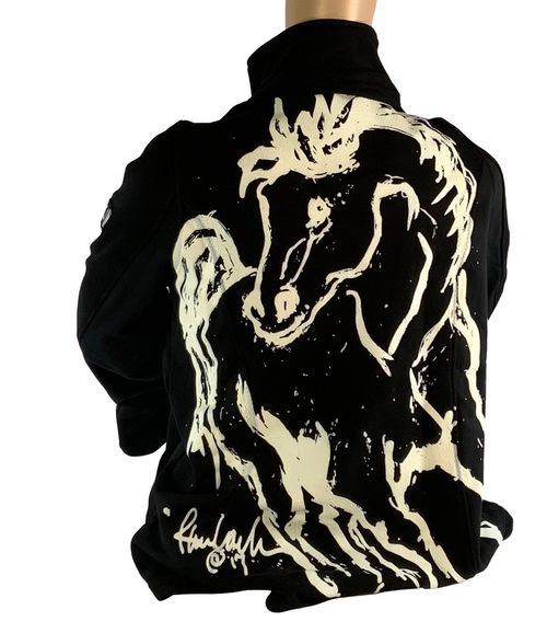 READY TO SHIP: Animals to Wear Women's "New Guy" on Kerrits Pocket Zip Fleece - Small - Black