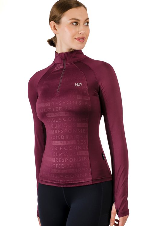 READY TO SHIP: Horseware Women's Aveen Half Zip Long Sleeve Tech Top - XXX Large - Beetroot