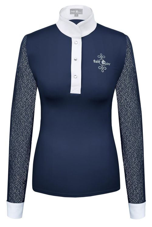 OVERSTOCK: Fair Play Women's Cecile Long Sleeve Competition Shirt - EU 46/US 16 - Navy Blue