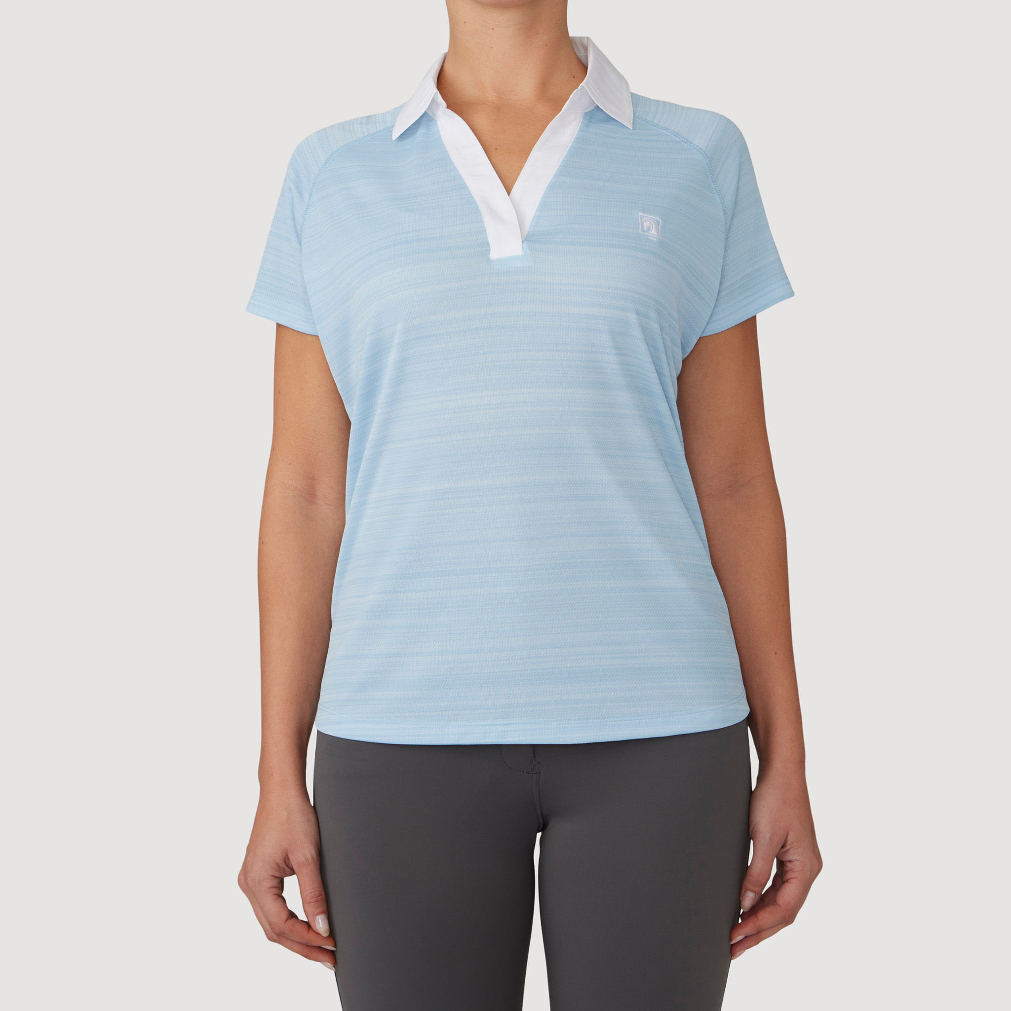 Romfh Women's Johnny Collar Polo - Aqua Stripe - Romfh