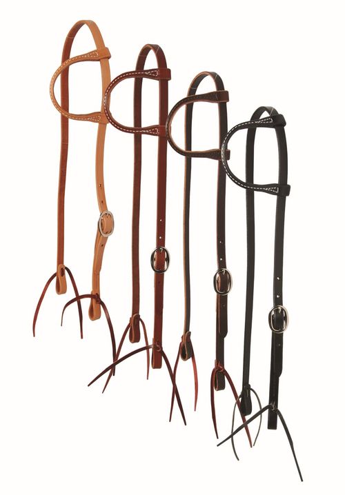 Western Rawhide One Ear 5/8" Headstall With Ties - Dark Brown