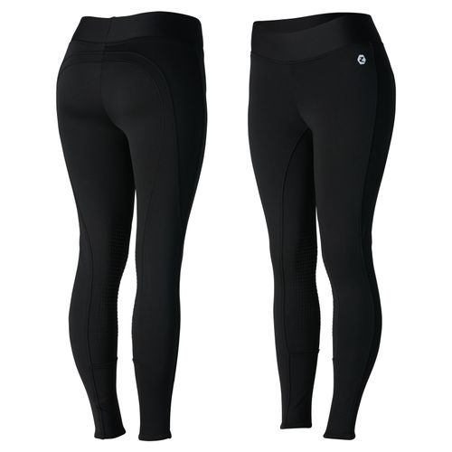 READY TO SHIP: Horze Women's Active Winter Silicone Knee Patch Tights - EU 36/US 24 - Black