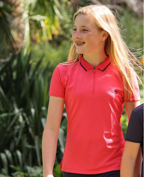 Shires Aubrion Kids' Poise Tech Polo - Coral