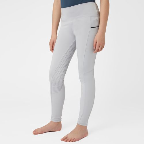 Horze Kids' Nicki Breathable Technical Full Seat Tights - Pebble Grey