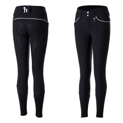 Horze Kids' Aubrey High Waist Breeches Silicone Full Seat - Navy Dark Blue