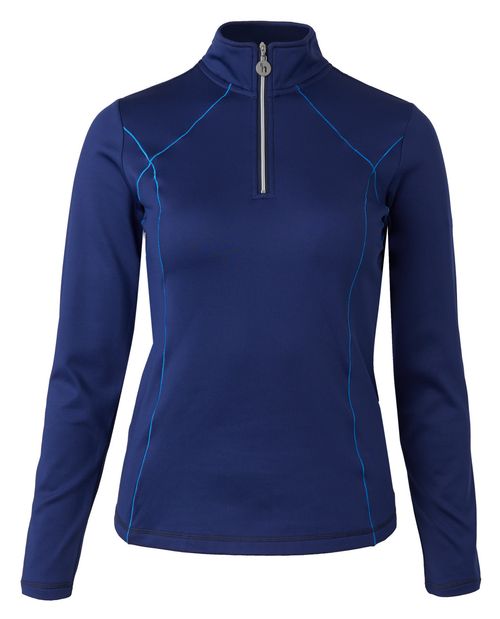 Horze Women's Zadie Lined Training Half Zip Shirt - Blue Depth
