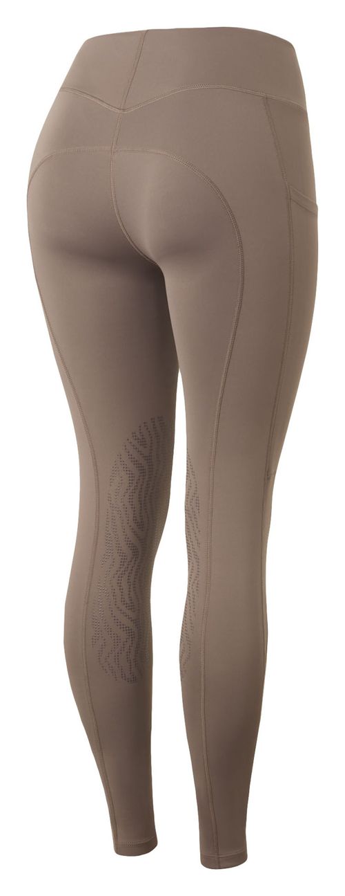 Horze Women's Alyssa High Waist UV Pro Knee Patch Tights - Iron Grey Brown