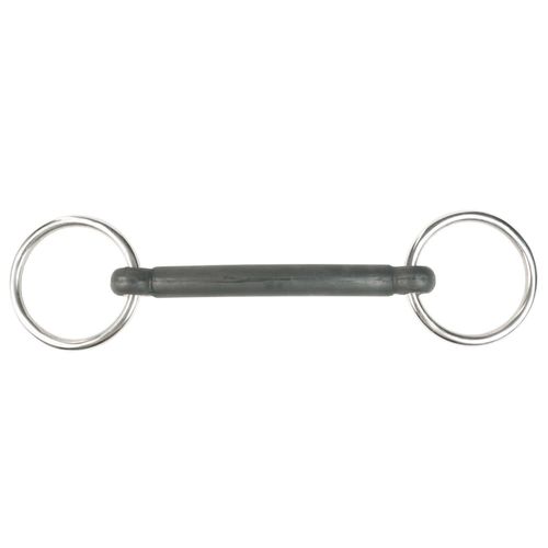 OPENBOX: Horze Rubber Mullen Mouth Loose Ring Snaffle Bit - 135mm - Black