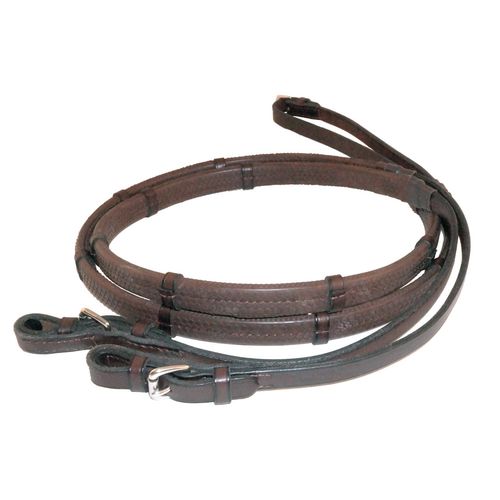 Nunn Finer Rubber Lined Large Pimple Reins w/Hand Stops - Black