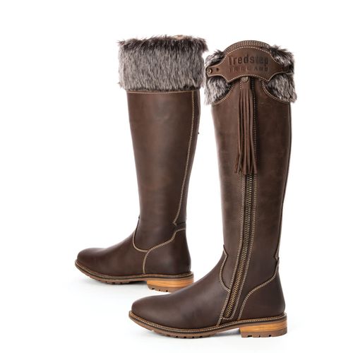 READY TO SHIP: Tredstep Women's Shannon Fur H2O Country Boot - 37 Wide Regular - Mahogany