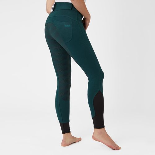 READY TO SHIP: Horze Women's Full Seat Breeches w/Elastic Leg - EU 36/US 24 - Ponderosa Pine Dark Green