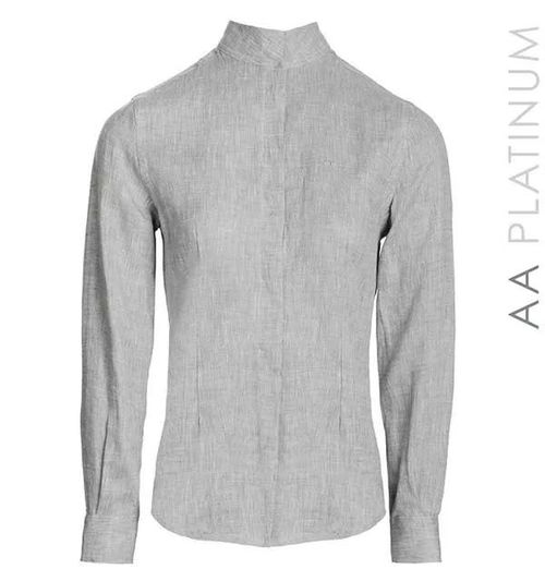 Alessandro Albanese Women's Long Sleeve Linen Shirt - Grey