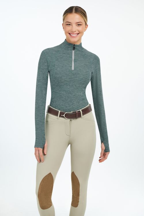 RJ Classics Women's Logan Zip Tech Shirt - Evergreen Heather