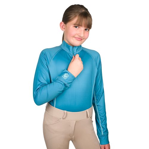Romfh Kids' Core Half Zip Long Sleeve Solid Sun Shirt - Lagoon