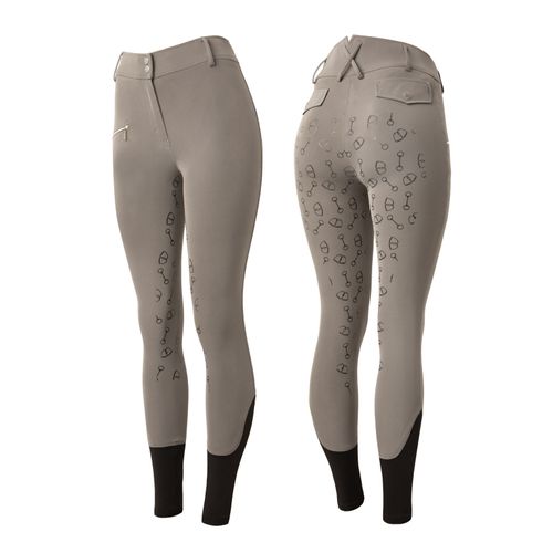 READY TO SHIP: Horze Women's High Waist Bit Print Silicone Full Seat Breeches - EU 36/US 24 - Grey