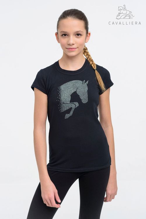 READY TO SHIP: Cavalliera Kids' Jumping Star Short Sleeve Tee Shirt - 4-5 years - Black