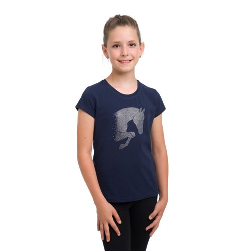 READY TO SHIP: Cavalliera Kids' Jumping Star Short Sleeve Cotton Top - 10-11 years - Navy Blue